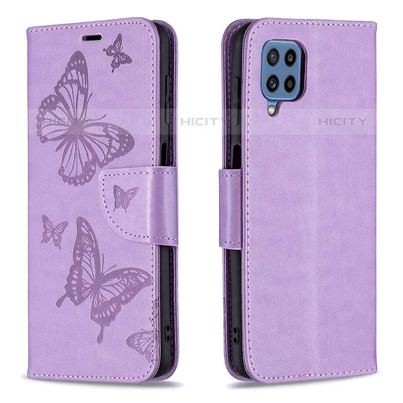 Handytasche Stand Schutzhülle Flip Leder Hülle Schmetterling B01F für Samsung Galaxy M32 4G