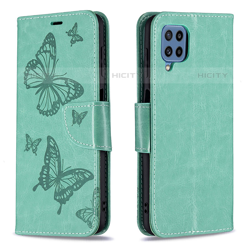 Handytasche Stand Schutzhülle Flip Leder Hülle Schmetterling B01F für Samsung Galaxy M32 4G