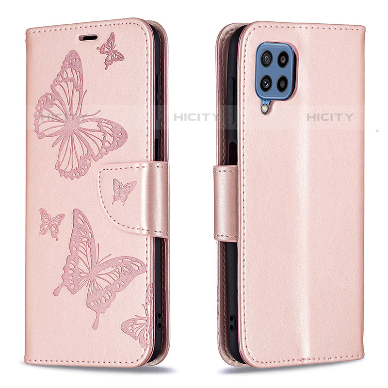 Handytasche Stand Schutzhülle Flip Leder Hülle Schmetterling B01F für Samsung Galaxy M32 4G