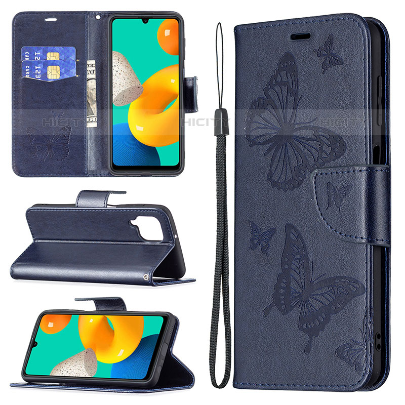 Handytasche Stand Schutzhülle Flip Leder Hülle Schmetterling B01F für Samsung Galaxy M32 4G