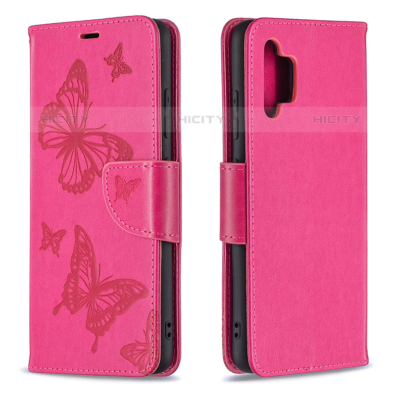 Handytasche Stand Schutzhülle Flip Leder Hülle Schmetterling B01F für Samsung Galaxy M32 5G Pink