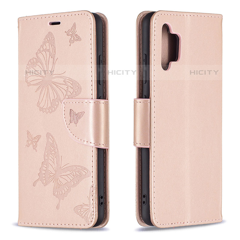 Handytasche Stand Schutzhülle Flip Leder Hülle Schmetterling B01F für Samsung Galaxy M32 5G Rosegold Plus