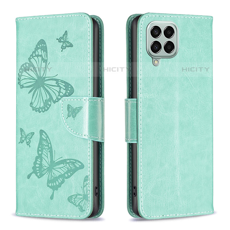 Handytasche Stand Schutzhülle Flip Leder Hülle Schmetterling B01F für Samsung Galaxy M33 5G