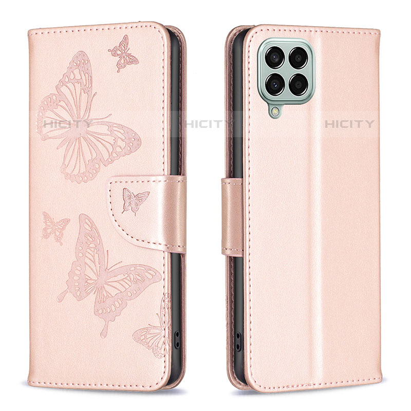 Handytasche Stand Schutzhülle Flip Leder Hülle Schmetterling B01F für Samsung Galaxy M33 5G