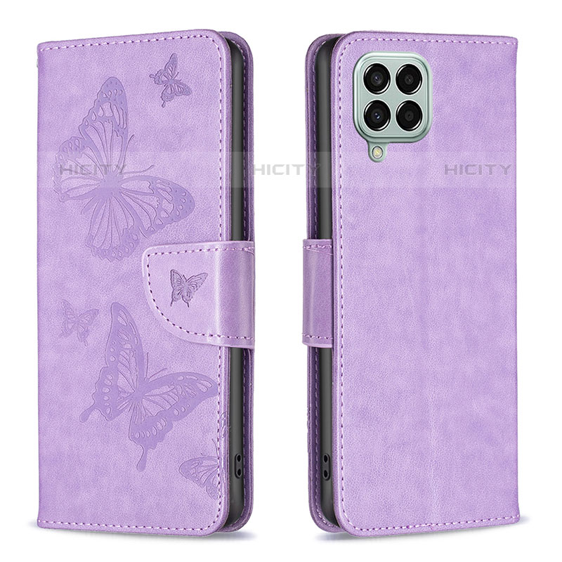 Handytasche Stand Schutzhülle Flip Leder Hülle Schmetterling B01F für Samsung Galaxy M33 5G