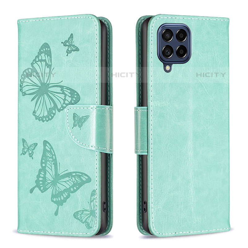 Handytasche Stand Schutzhülle Flip Leder Hülle Schmetterling B01F für Samsung Galaxy M53 5G