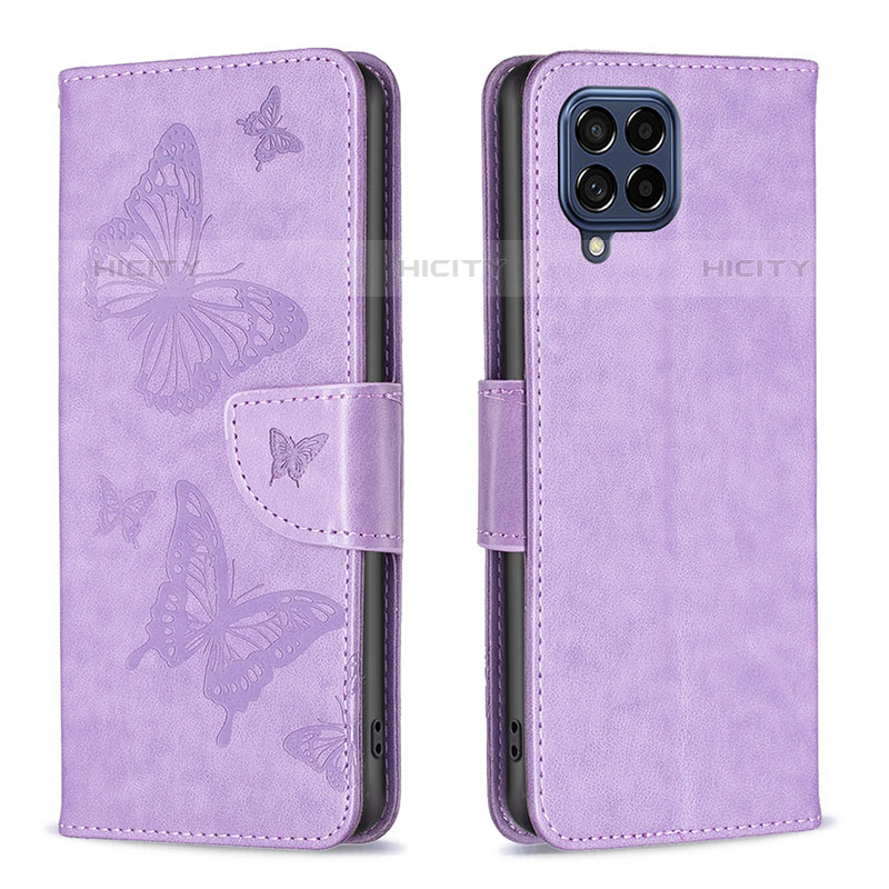 Handytasche Stand Schutzhülle Flip Leder Hülle Schmetterling B01F für Samsung Galaxy M53 5G