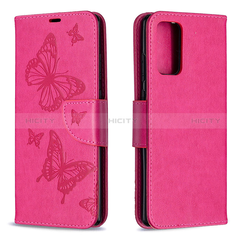 Handytasche Stand Schutzhülle Flip Leder Hülle Schmetterling B01F für Samsung Galaxy Note 20 5G Pink