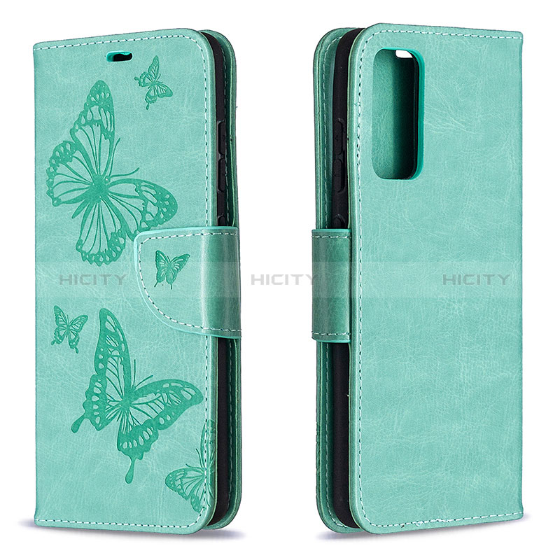 Handytasche Stand Schutzhülle Flip Leder Hülle Schmetterling B01F für Samsung Galaxy S20 FE 4G Grün