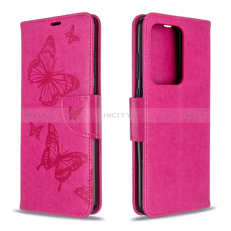 Handytasche Stand Schutzhülle Flip Leder Hülle Schmetterling B01F für Samsung Galaxy S20 Plus 5G Pink