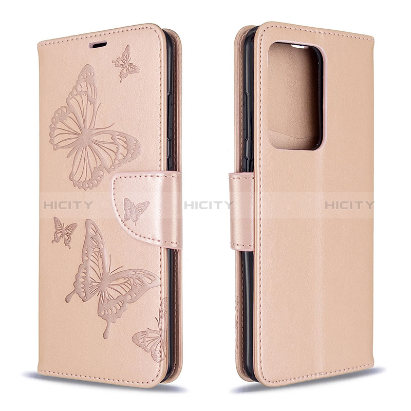 Handytasche Stand Schutzhülle Flip Leder Hülle Schmetterling B01F für Samsung Galaxy S20 Plus 5G Rosegold Plus