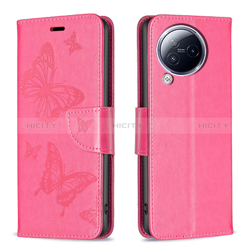 Handytasche Stand Schutzhülle Flip Leder Hülle Schmetterling B01F für Xiaomi Civi 3 5G Pink