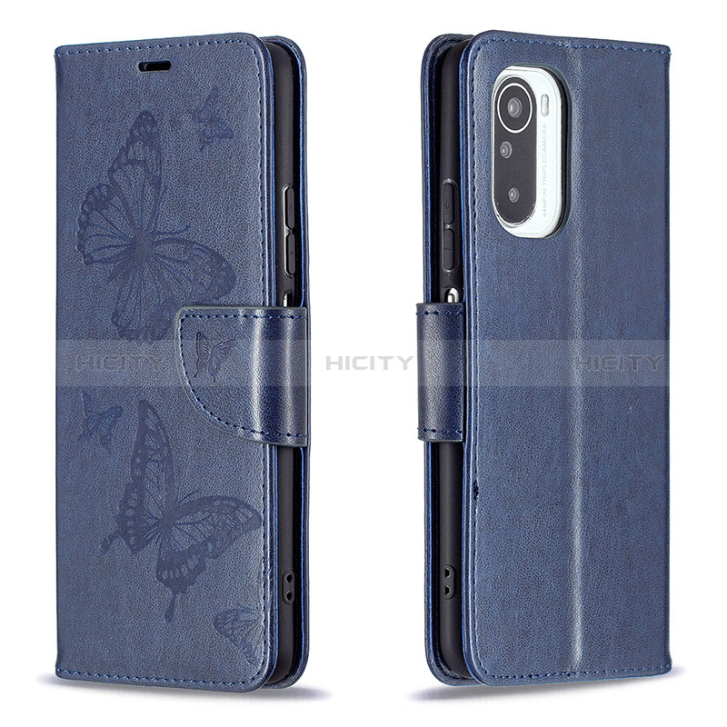 Handytasche Stand Schutzhülle Flip Leder Hülle Schmetterling B01F für Xiaomi Mi 11i 5G Blau