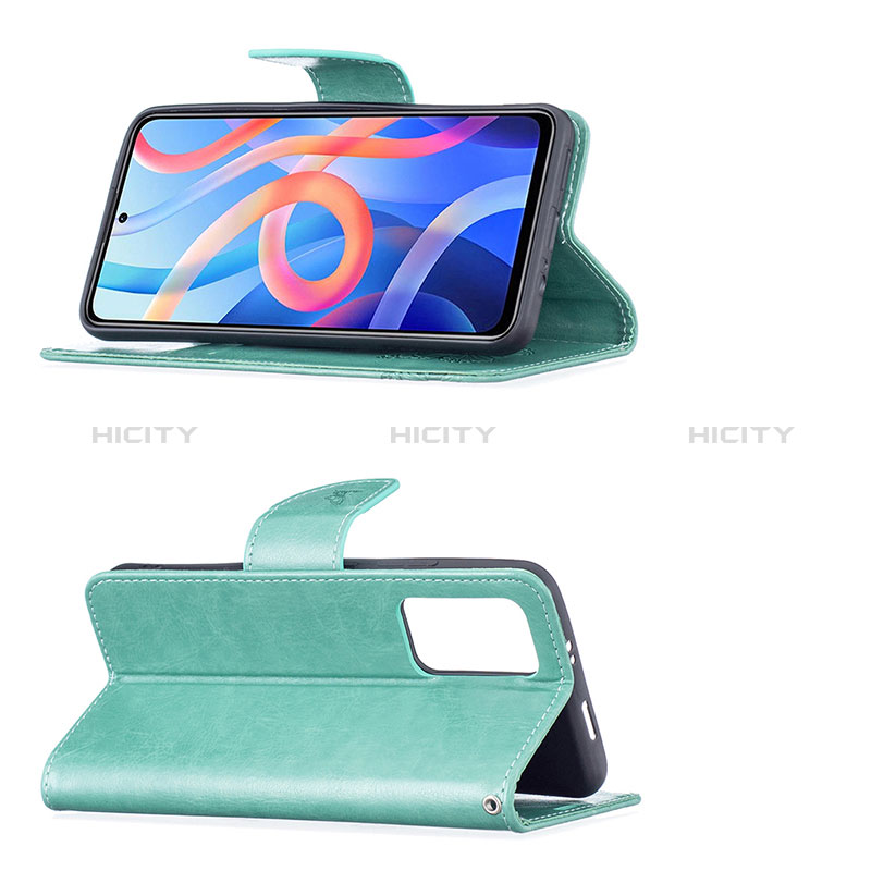 Handytasche Stand Schutzhülle Flip Leder Hülle Schmetterling B01F für Xiaomi Poco M4 Pro 5G