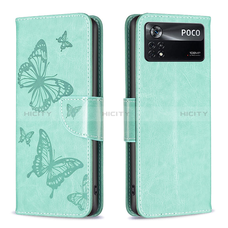 Handytasche Stand Schutzhülle Flip Leder Hülle Schmetterling B01F für Xiaomi Poco X4 Pro 5G