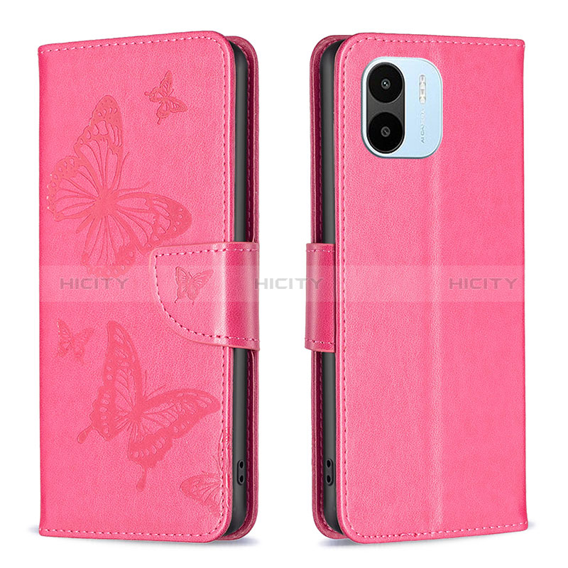 Handytasche Stand Schutzhülle Flip Leder Hülle Schmetterling B01F für Xiaomi Redmi A1 Pink