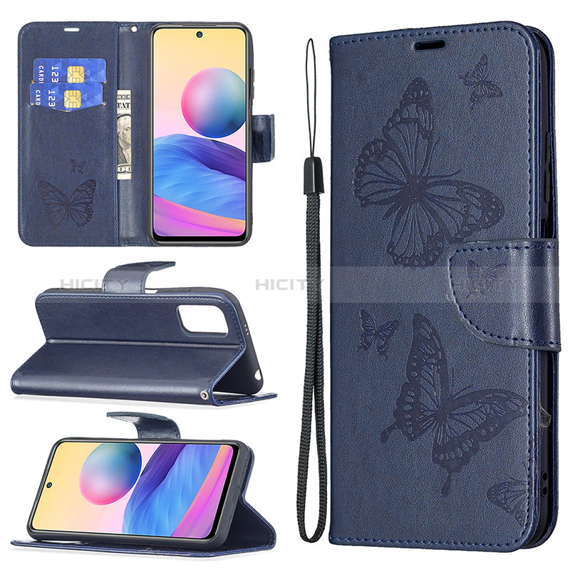 Handytasche Stand Schutzhülle Flip Leder Hülle Schmetterling B01F für Xiaomi Redmi Note 10T 5G groß