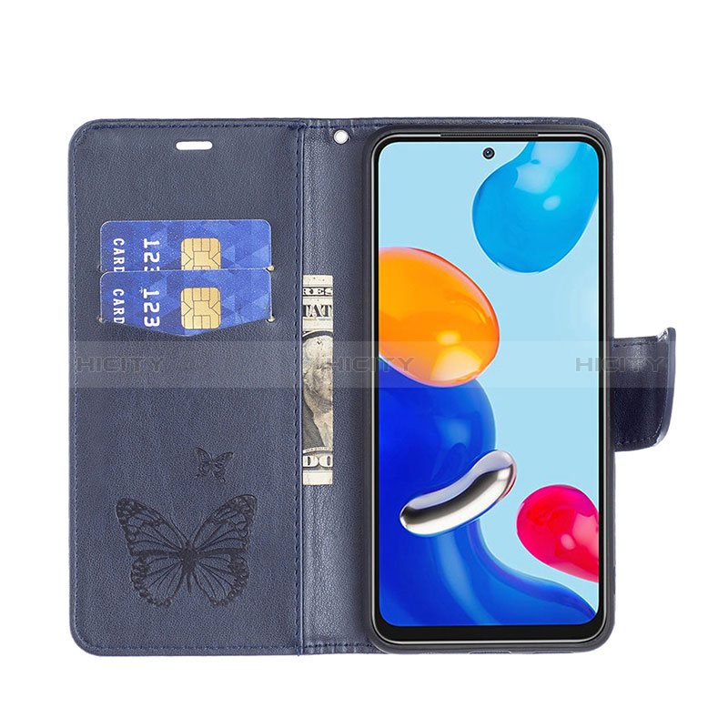 Handytasche Stand Schutzhülle Flip Leder Hülle Schmetterling B01F für Xiaomi Redmi Note 11 4G (2022) groß