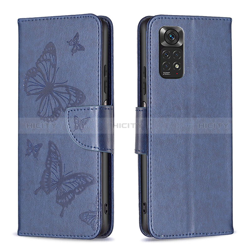 Handytasche Stand Schutzhülle Flip Leder Hülle Schmetterling B01F für Xiaomi Redmi Note 11 4G (2022) groß