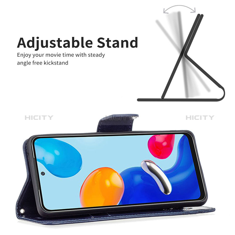 Handytasche Stand Schutzhülle Flip Leder Hülle Schmetterling B01F für Xiaomi Redmi Note 11 4G (2022) groß