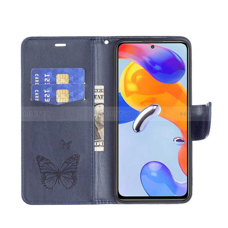 Handytasche Stand Schutzhülle Flip Leder Hülle Schmetterling B01F für Xiaomi Redmi Note 11 Pro 4G