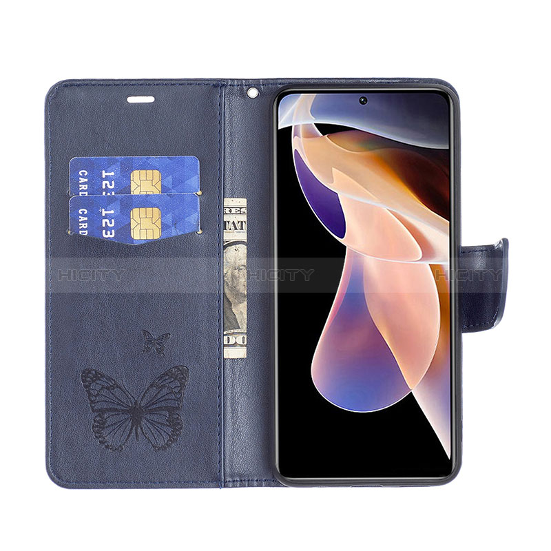 Handytasche Stand Schutzhülle Flip Leder Hülle Schmetterling B01F für Xiaomi Redmi Note 11 Pro+ Plus 5G groß