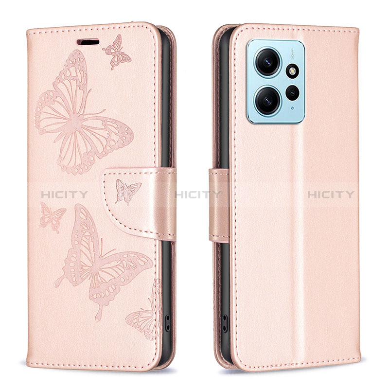 Handytasche Stand Schutzhülle Flip Leder Hülle Schmetterling B01F für Xiaomi Redmi Note 12 4G