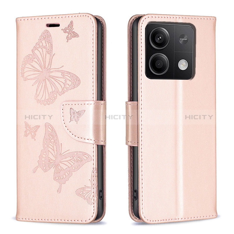 Handytasche Stand Schutzhülle Flip Leder Hülle Schmetterling B01F für Xiaomi Redmi Note 13 5G groß