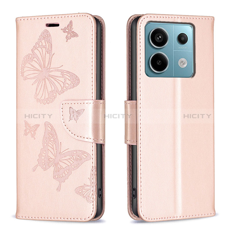 Handytasche Stand Schutzhülle Flip Leder Hülle Schmetterling B01F für Xiaomi Redmi Note 13 Pro 5G