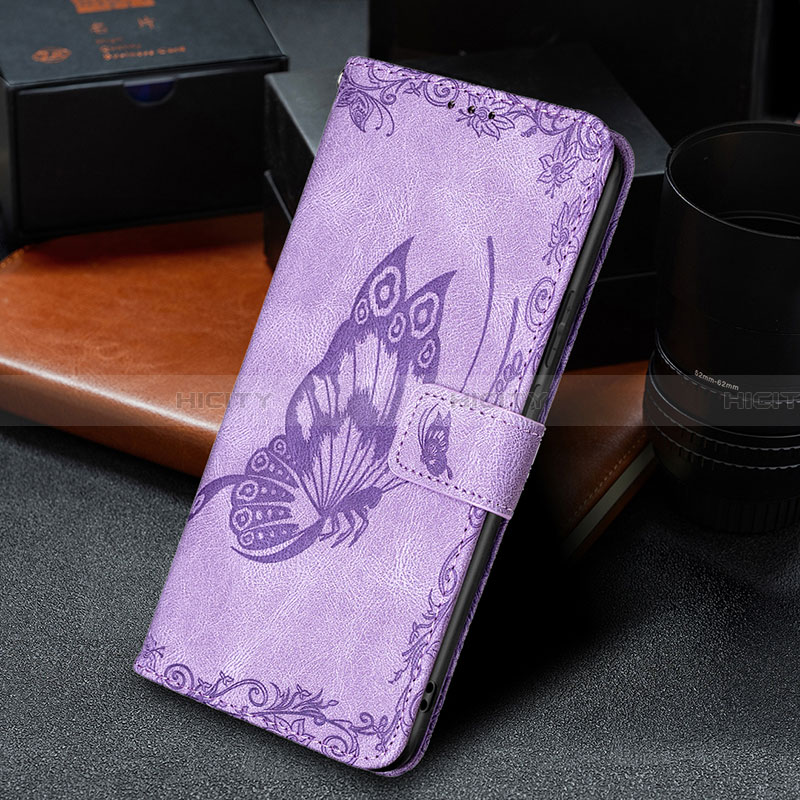 Handytasche Stand Schutzhülle Flip Leder Hülle Schmetterling B02F für Samsung Galaxy A02