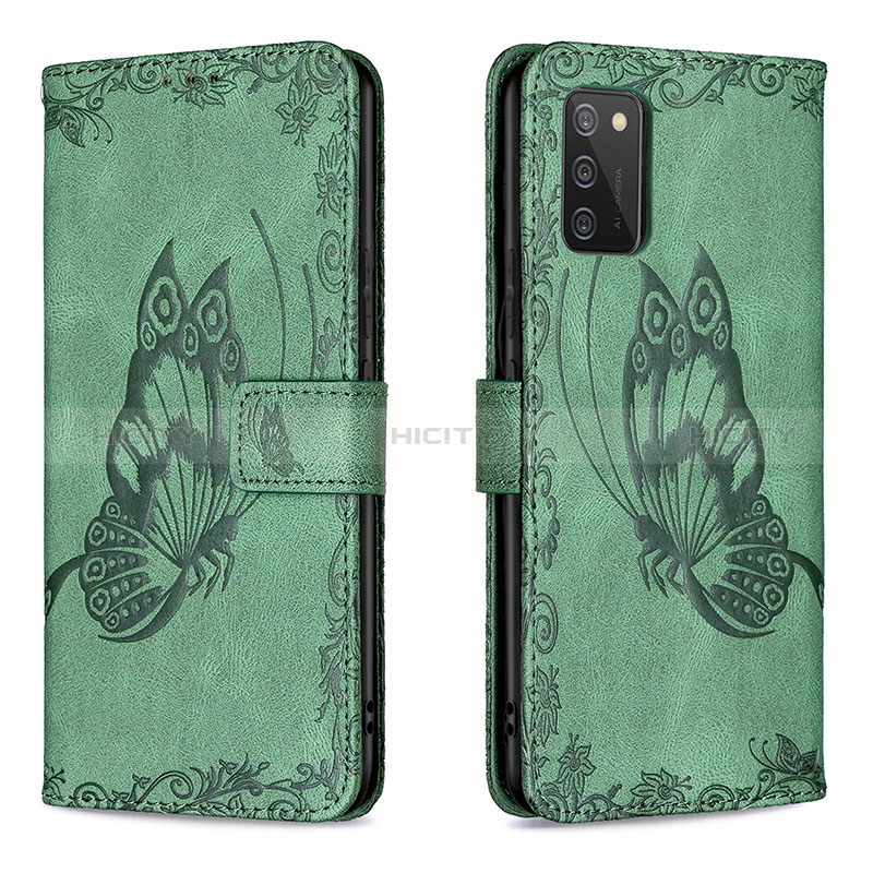 Handytasche Stand Schutzhülle Flip Leder Hülle Schmetterling B02F für Samsung Galaxy A02s