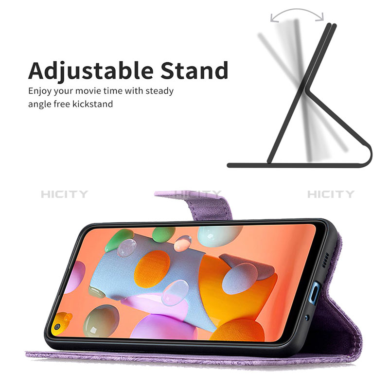 Handytasche Stand Schutzhülle Flip Leder Hülle Schmetterling B02F für Samsung Galaxy A11