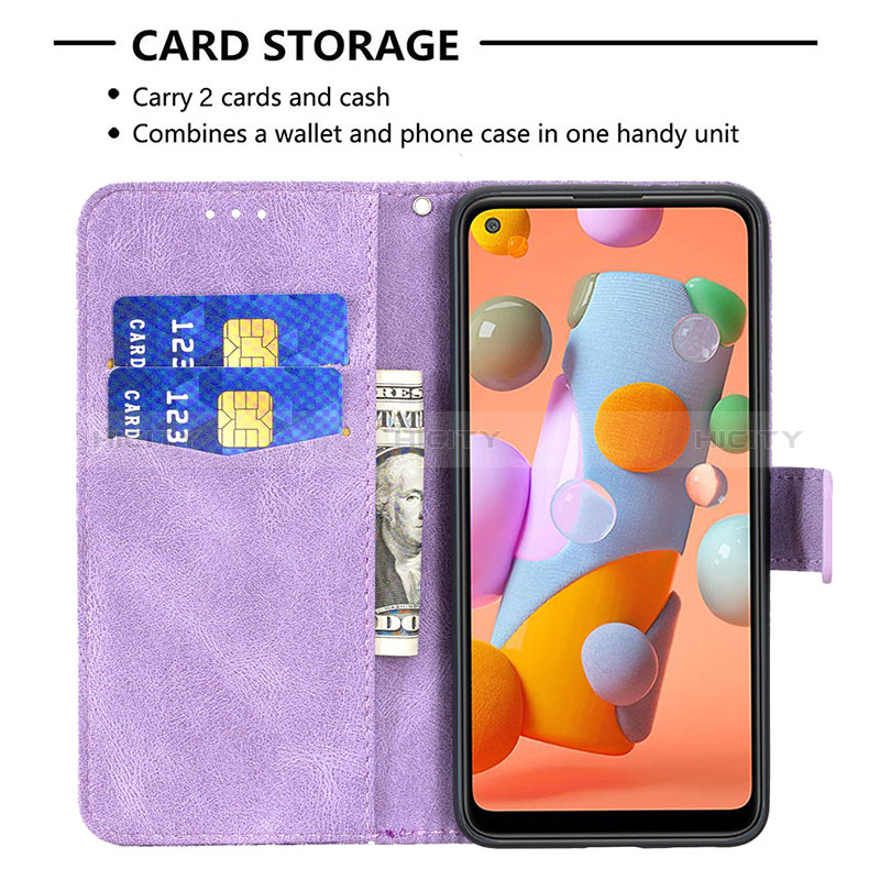 Handytasche Stand Schutzhülle Flip Leder Hülle Schmetterling B02F für Samsung Galaxy A11 groß