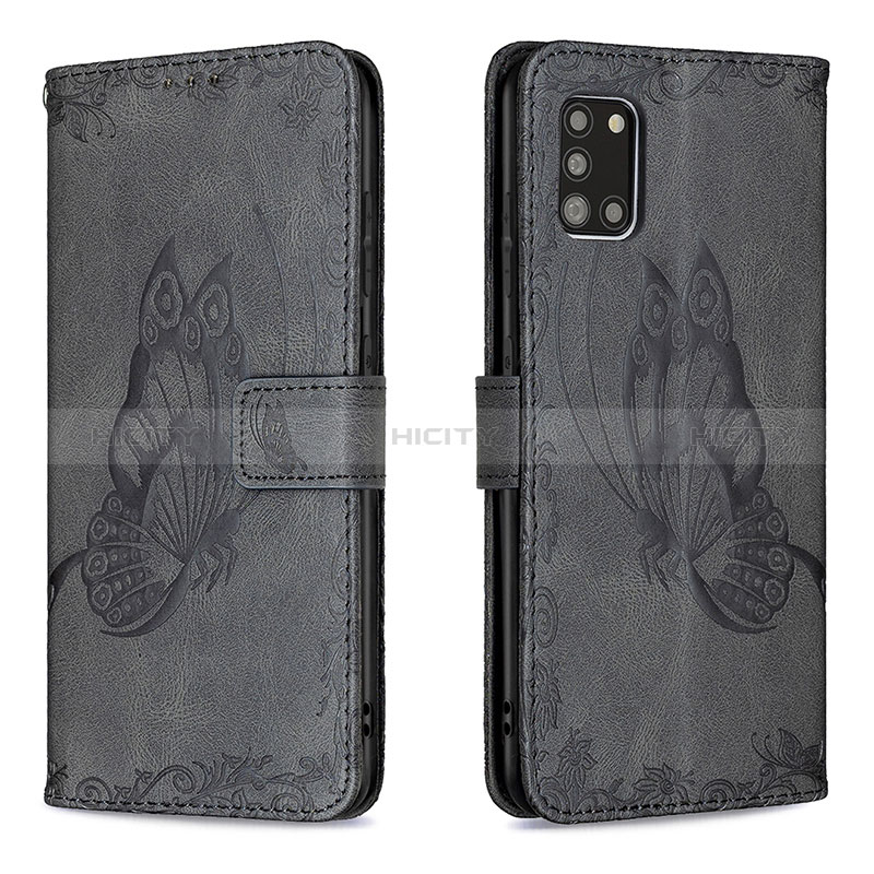 Handytasche Stand Schutzhülle Flip Leder Hülle Schmetterling B02F für Samsung Galaxy A31 groß