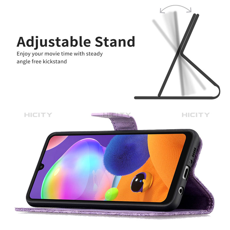 Handytasche Stand Schutzhülle Flip Leder Hülle Schmetterling B02F für Samsung Galaxy A31