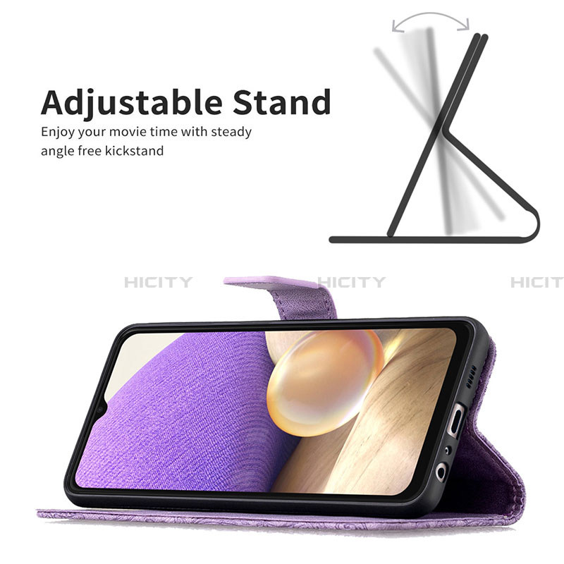 Handytasche Stand Schutzhülle Flip Leder Hülle Schmetterling B02F für Samsung Galaxy A32 5G