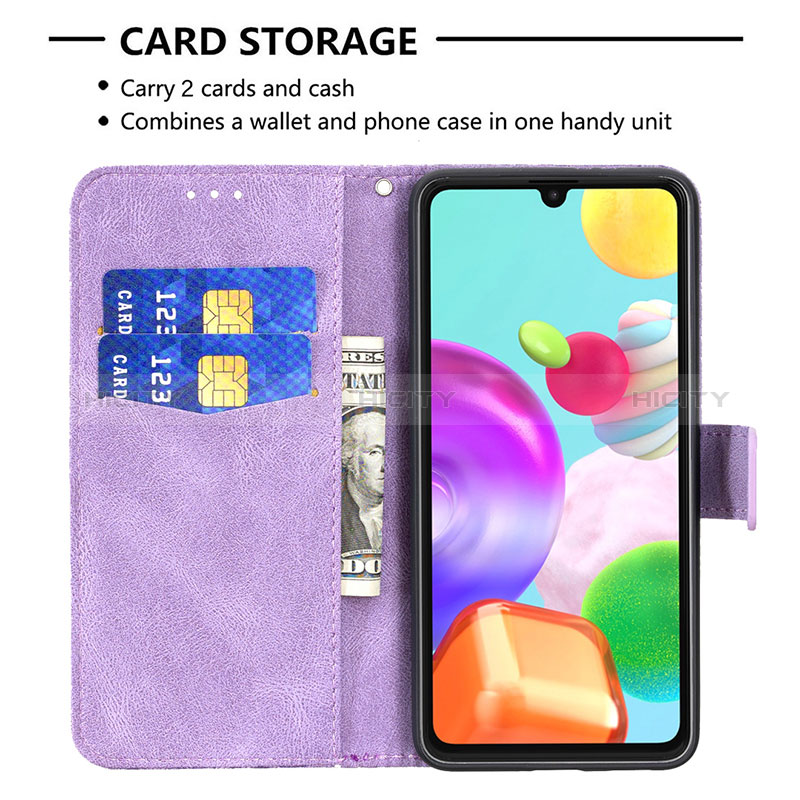 Handytasche Stand Schutzhülle Flip Leder Hülle Schmetterling B02F für Samsung Galaxy A41