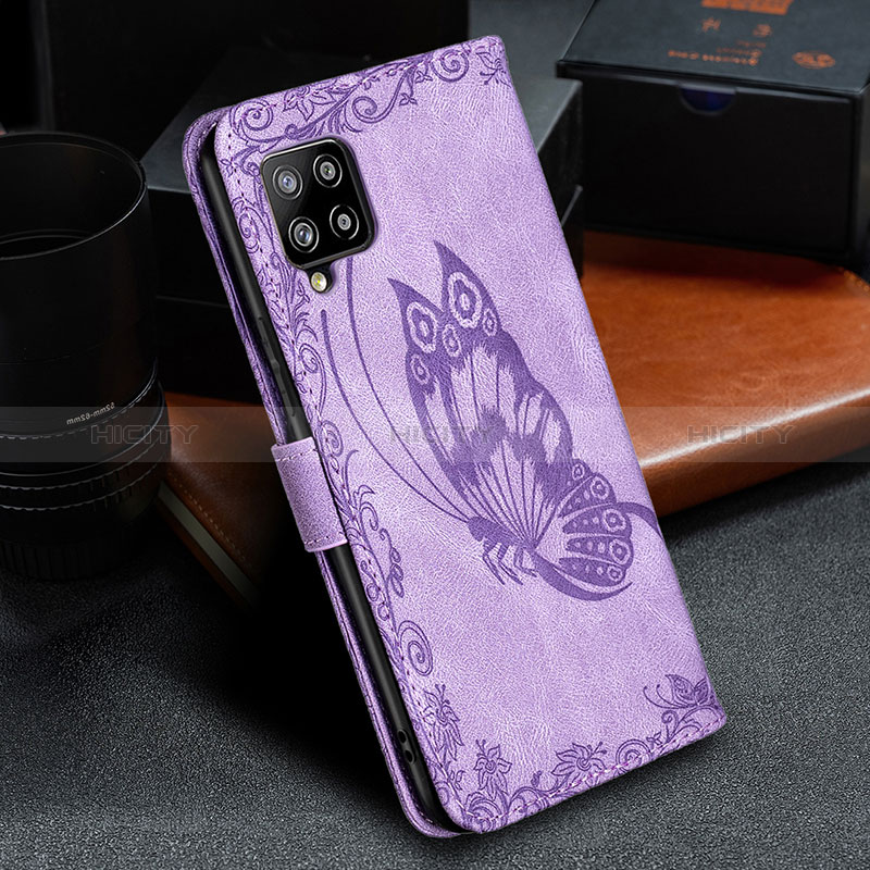 Handytasche Stand Schutzhülle Flip Leder Hülle Schmetterling B02F für Samsung Galaxy A42 5G