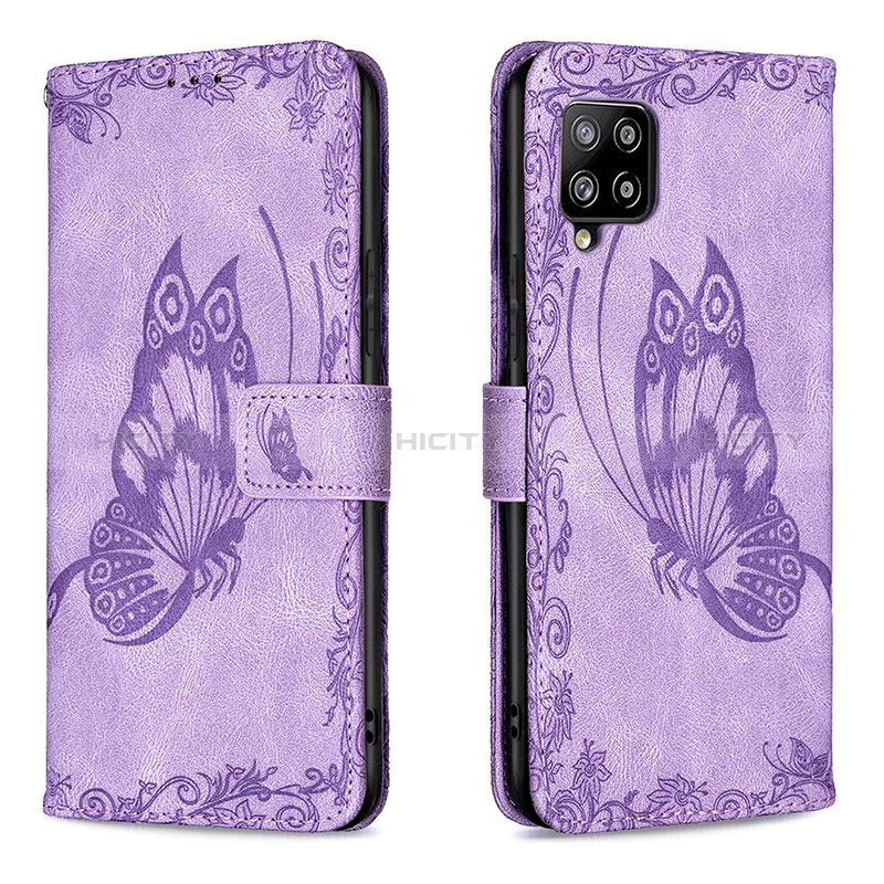 Handytasche Stand Schutzhülle Flip Leder Hülle Schmetterling B02F für Samsung Galaxy A42 5G