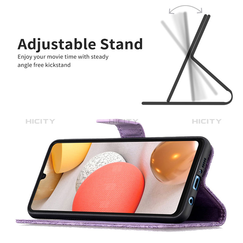 Handytasche Stand Schutzhülle Flip Leder Hülle Schmetterling B02F für Samsung Galaxy A42 5G