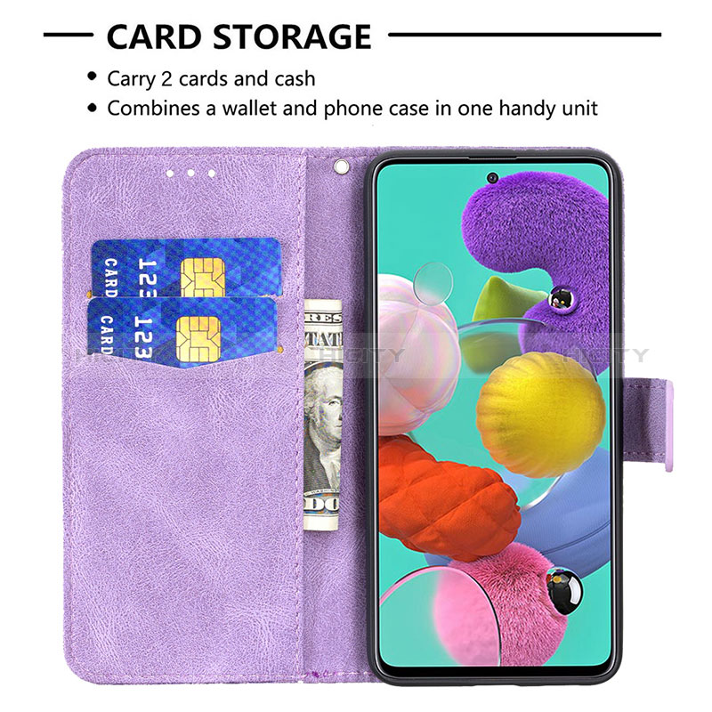 Handytasche Stand Schutzhülle Flip Leder Hülle Schmetterling B02F für Samsung Galaxy A51 4G