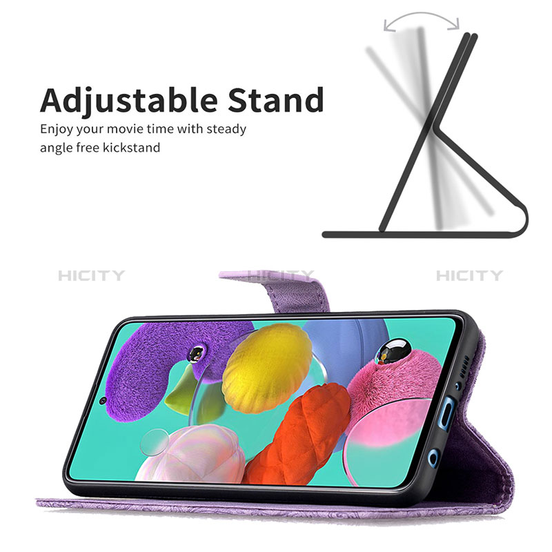 Handytasche Stand Schutzhülle Flip Leder Hülle Schmetterling B02F für Samsung Galaxy A51 4G