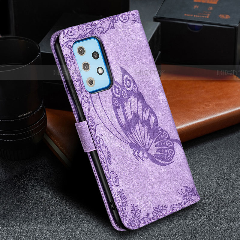 Handytasche Stand Schutzhülle Flip Leder Hülle Schmetterling B02F für Samsung Galaxy A52 5G