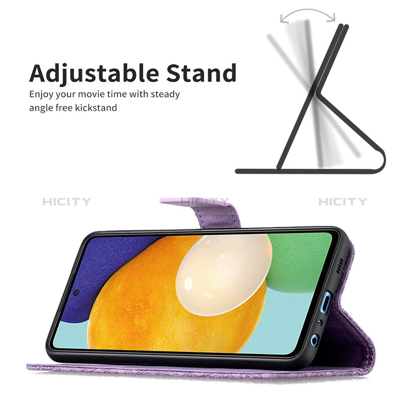 Handytasche Stand Schutzhülle Flip Leder Hülle Schmetterling B02F für Samsung Galaxy A52s 5G