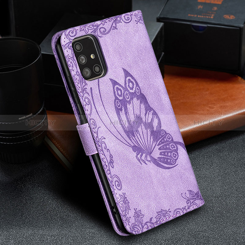 Handytasche Stand Schutzhülle Flip Leder Hülle Schmetterling B02F für Samsung Galaxy A71 5G