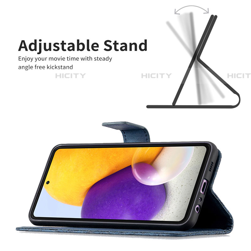 Handytasche Stand Schutzhülle Flip Leder Hülle Schmetterling B02F für Samsung Galaxy A72 5G