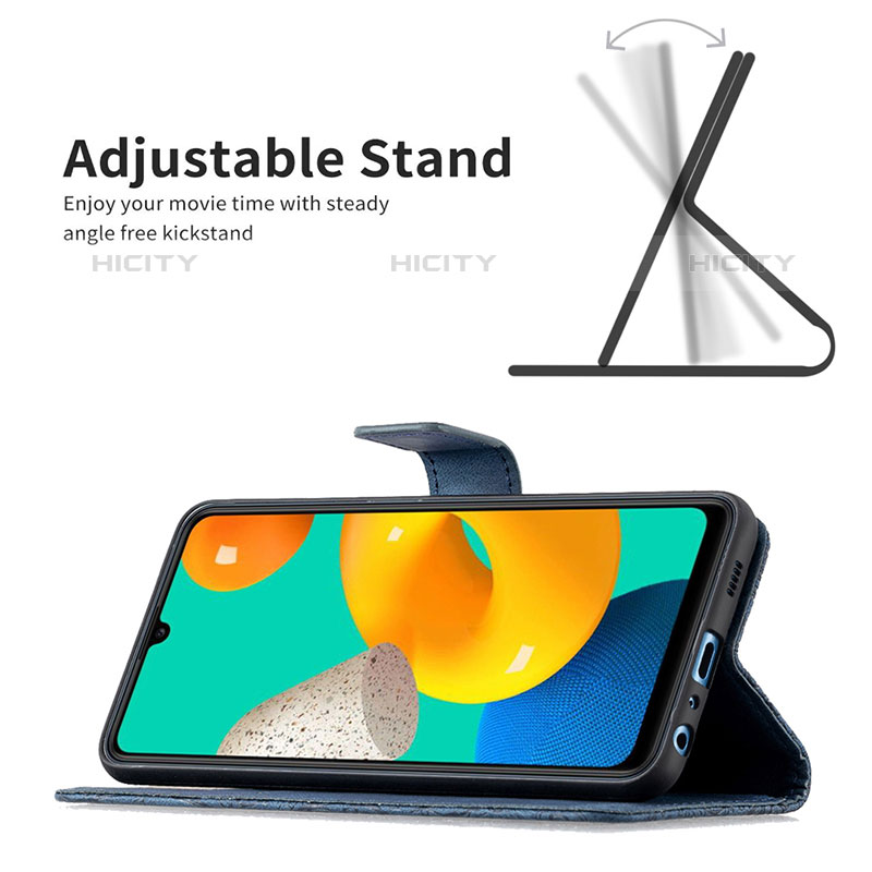 Handytasche Stand Schutzhülle Flip Leder Hülle Schmetterling B02F für Samsung Galaxy M32 4G