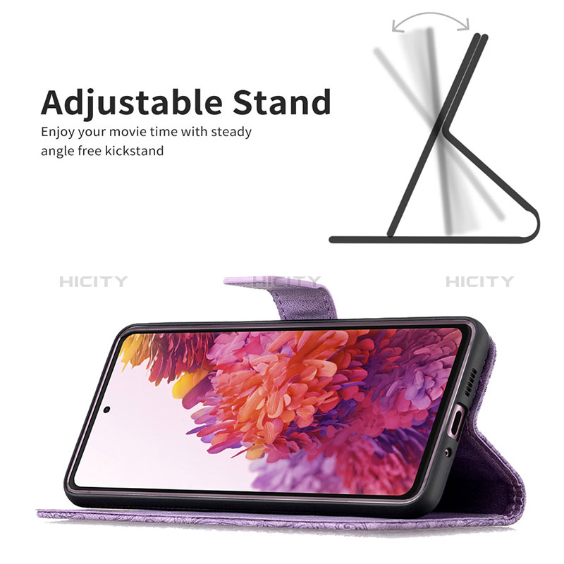 Handytasche Stand Schutzhülle Flip Leder Hülle Schmetterling B02F für Samsung Galaxy S20 FE (2022) 5G groß