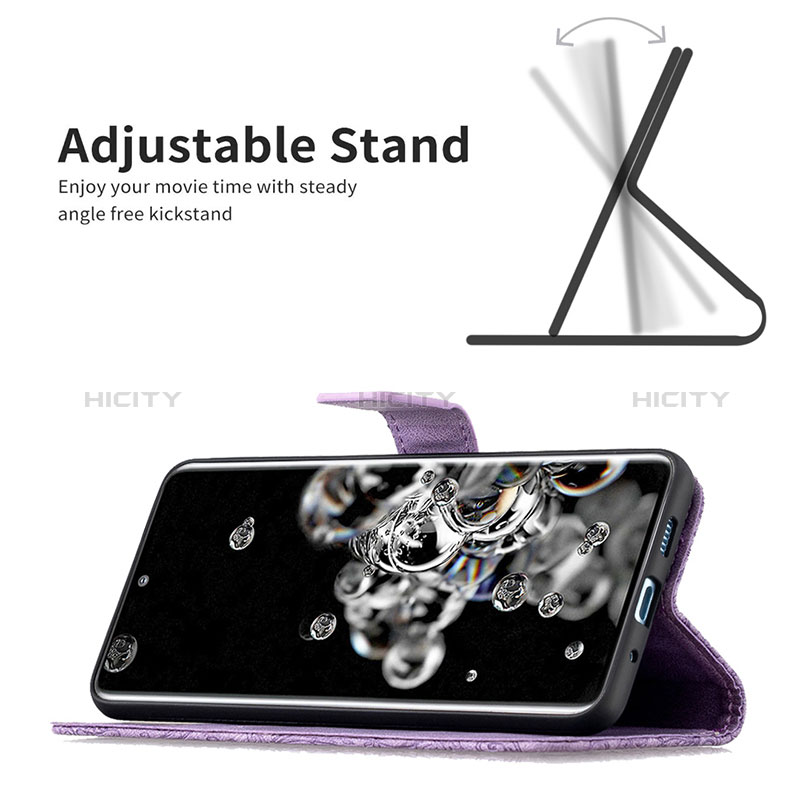 Handytasche Stand Schutzhülle Flip Leder Hülle Schmetterling B02F für Samsung Galaxy S20 Ultra 5G