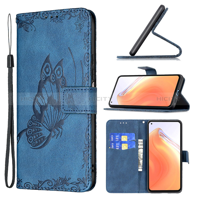 Handytasche Stand Schutzhülle Flip Leder Hülle Schmetterling B02F für Xiaomi Mi 10T 5G groß